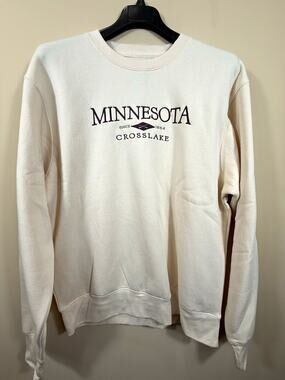 Blue 84 Minnesota Crosslake Crewneck Sweatshirt Oatmeal Cream NWOT L